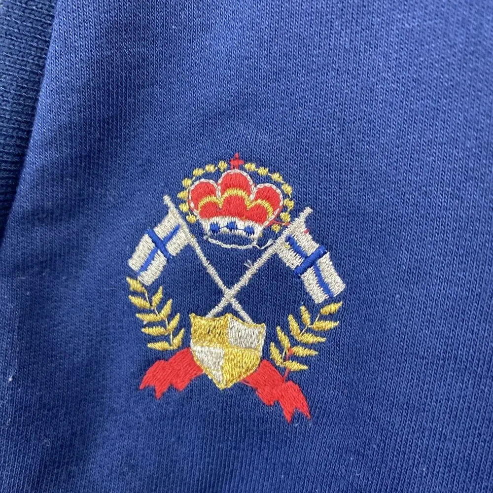 Vintage cardigan baby 18mos blue long sleeve navy coat of‎ arms 90s